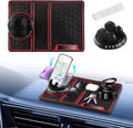 NHHEO Car Anti Slip Mat Dashboard Tray Decorations Sticky Pad 4 in 1 Multi Functional with 360° Rotating Universal Phone Pad Holder+Number Plate, Washable Car Dash Mat(Black&Red)