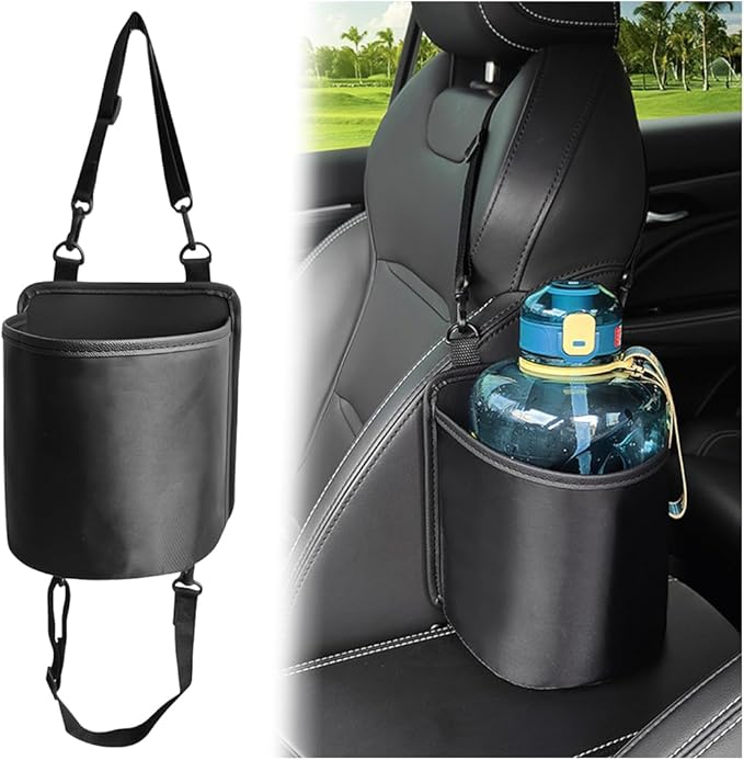 BESULEN Car Seat Side Large Cup Holder, Hanging Storage Bag for Drink Water Bottle Baby Stuff, Multi-Functional Auto Organizer with Waterproof Liner, Universal Car Accessories Road Trip Essentials