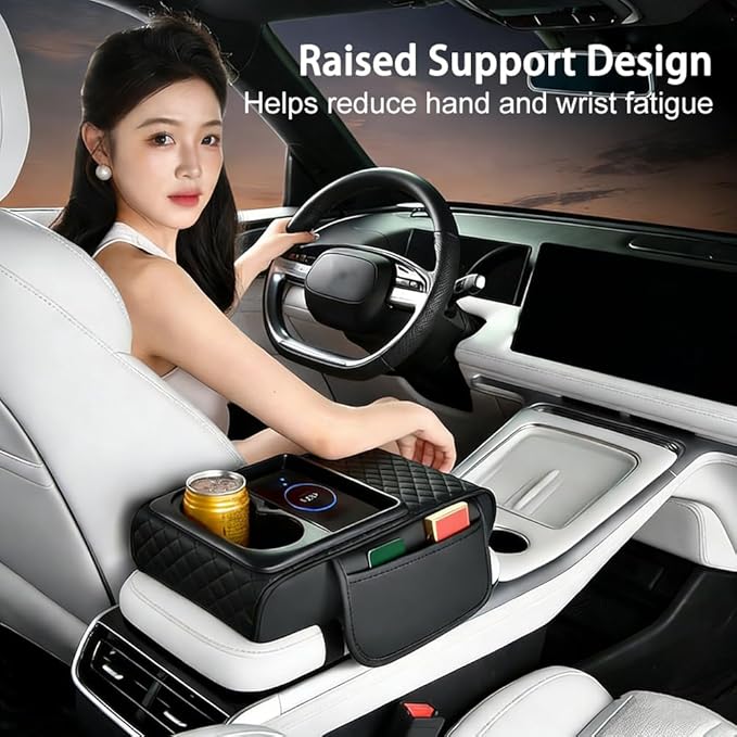 Armrest Cover for Car for GMC Sonoma 2000-2004, 4 in 1 Storage Box Pad with Cup Holders, Center Console Cover Cushion Heightening Pad,A