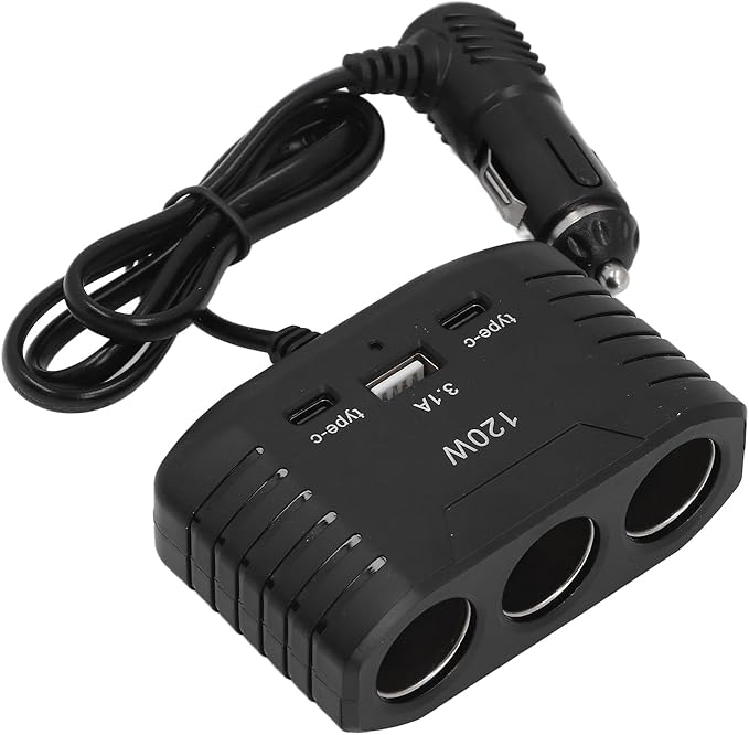 SUNGOOYUE 120W MultiPort Car Charger, DualPort USB TypeC Power Adapter for Efficient Charging, Daily Life and Travel, ABS Material