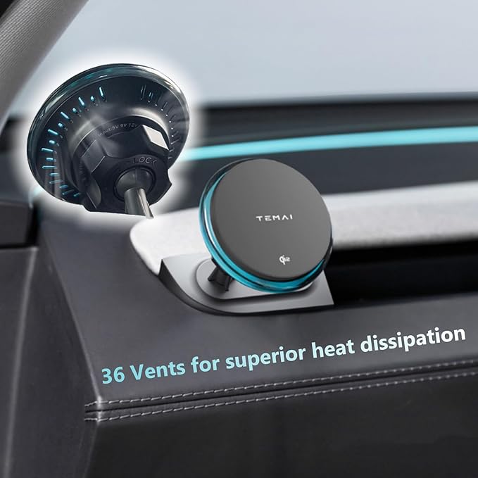 for Tesla Phone Mount Model 3 Highland 2024-2025 & Model Y Juniper 2025, 15W Qi2 Wireless Charger Strong Magnetic Holder, Fixed Driver Left Air Vent for 4-6.9" Smartphones, Anti-Slip