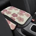 Car Center Console Cover, Soft Fluffy Car Armrest Seat Box Cushion Pad with 2 Storage Bags, Universal Vehicle Interior Protector Accessories for Most Sedans, SUVs, Trucks (Pink)