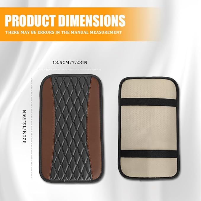 Car Center Console Cover, Leather Waterproof Armrest Seat Box Cushion Pad, Universal Decor Protector Mat, Comfortable Car Decor Accessories Fit for Most Cars, Vehicles, SUVs (Coffee)