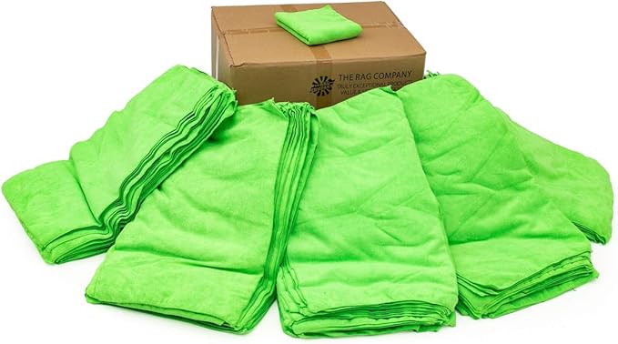 The Rag Company - Car Wash Towel - Professional Microfiber Auto Detailing and Drying Towels, Lint-Free, Streak-Free, Great for General Cleaning, 320gsm, 16in x 27in, Lime (Wholesale Case of 125)
