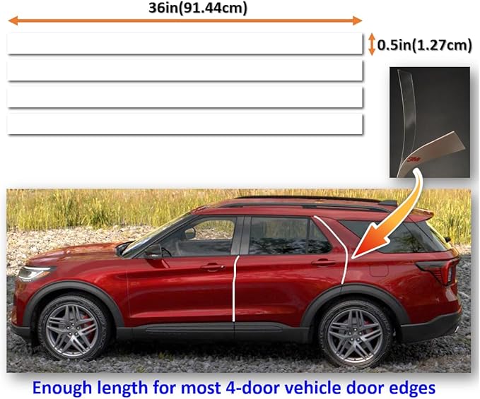 3M-Pro 4doors Car Door Edge/Entry Protector/Sticker/Guard, 3M-PPF(Paint Protection Film) Pro Series, Clear(Transparent), Anti Scratch, Universal Fit for Most Cars (Clear Pro 0.5inx36in/4strips)