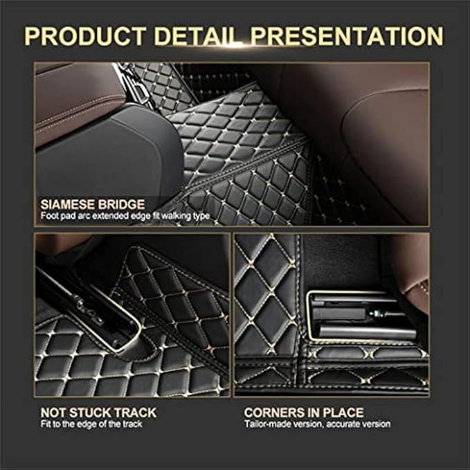 Custom Luxury Leather Car Floor Mats Upgrade Your Car's Interior All-Weather Protection for Cars, SUVs, Trucks Compatible with Automotive Floor Mats (Brown)
