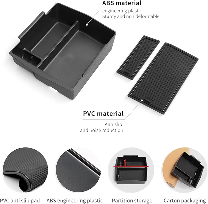 smabee Center Console Organizer Tray for 2025 Subaru Forester Armrest Storage Insert Box Center Console Storage Tray Insert ABS Interior Accessories Black