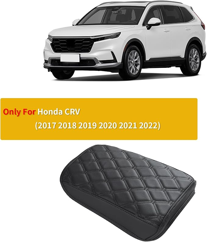 GIANT PANDA Custom Center Console Cover Fit for Honda CRV 2017 2018 2019 2020 2021 2022,Waterproof Faux Leather Middle Console Cover Arm Rest Lid Cover Protector - Full Protection - Black