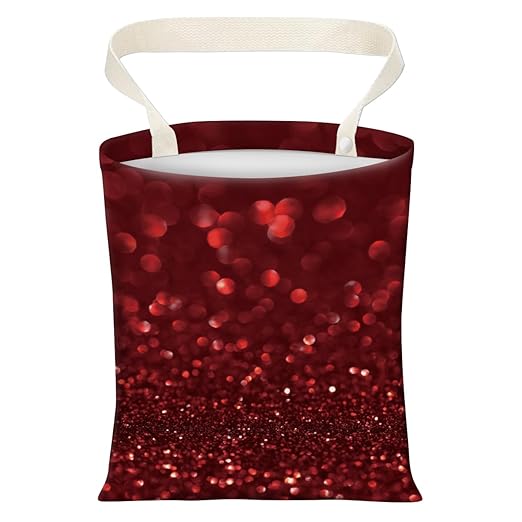 AXZOPDE Cute Car Trash Can, Hanging Canvas Car Back Seat Organizer and Storage Bag, Funny Car Trash Bag For Travelling, Outdoor Red Glittering Pattern