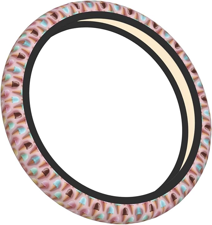Neoprene Steering Wheel Cover Icecreams-Print Car Steering Wheel Cover Universal Fit for Most Cars