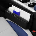 Car Seat Gap Filler Organizer, Leather Universal Gap Bag Car Storage Box for Phones, Keys, Glasses & Cards, Adjustable Front Seat Side Pocket Organizer for Cars, No Seat Belt Block (Black)