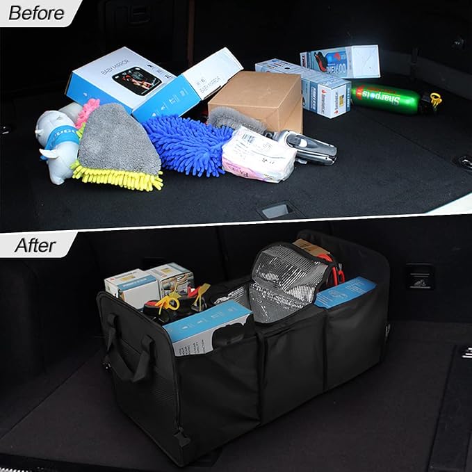 Trunk Organizer, Large Capacity Cargo Storage with Insulation Cooler, Foldable Trunk Organizer for Cars, Vehicles, SUVs, Trucks