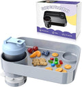 Car Seat Snack Tray for Kids, Square Car Seat Cup Holder Snack Tray with Adjustable Base, Durable CarSeat Tray for Toddlers, Universal Fit for Tesla, Safety Seats, Car Center Consoles (Gray)