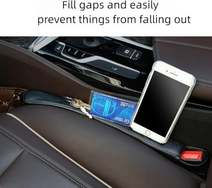 TATACLEA 3in1 Car Seat Gap Storage - Prevent Small Items from Falling, with Pocket Organizer and Removable Cupholder (Black)