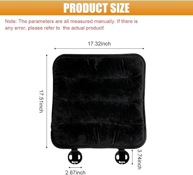 Car Seat Cushion, Breathable Soft Auto Front Seats Protector Pad for Comfortable Driving, Warm Vehicle Interior Driver Seat Non-Slip Decorative Accessory for Most Cars (Black)