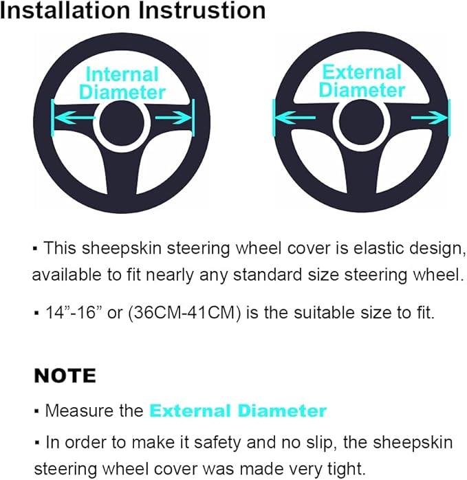 OGLAND Natural Fur Wool Sheepskin car Steering Wheel Cover,Protector for Universal Steering Wheel 15 Inchs, Anti-Slip,Comforting and Luxurious, Soft Texture, Gift for Women (Korean Pink)