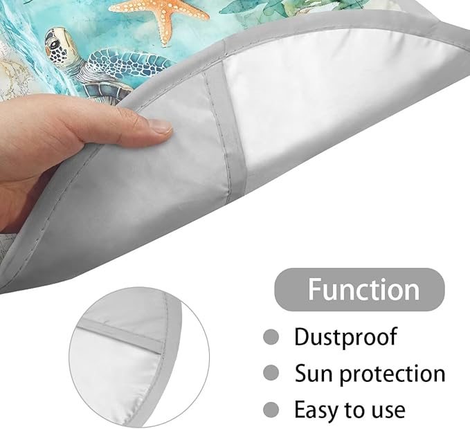 Turtle Print Steering Wheel Sun Shade Cover 17 Inch Beach Print Car Rudder Sun Shade Cooling Cover for Summer Foldable Steering Wheel Cover Gift for Friends