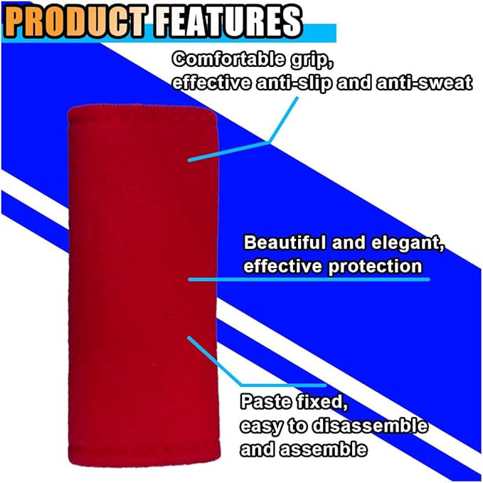 2PCS Car Inside Door Handle Protector, Colorful Soft Fluff Car Pull Handle Cover, Anti-Scratch Grab Handle Wrap, Car Interior Decoration Accessories for Women Men (Red)