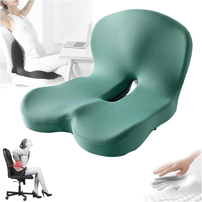 Memory Foam L-Shaped Integrated Seat Cushions for Car Truck Driver Ergonomic L Shape Lumbar Cushion Sciatica Back Pain Relief Office Chair Butt and Back Support Pillow Long Driving Booster Seat (J1)