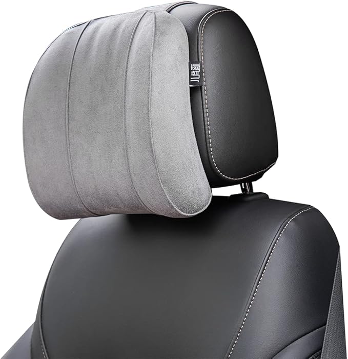 Forbell Premium Car Headrest Pillow Suede Memory Foam Neck Support for Drivers Ergonomic Auto Pillow with Slow Rebound Comfort