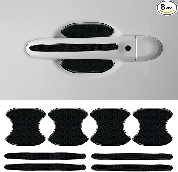 8PCS Car Door Handle Cup Scratch Protector Reflective Sticker - Anti-Scratch Car Door Handle Paint Cover Protective Film Traceless Stickers - Non-Marking Auto Doors Handles Bowl Sticker