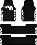 CAR PASS Waterproof Universal 3 Row Car Floor Mats, Cow Print Car Mats Fit for SUV,Vans,sedans, Trucks,Set of 3 Row Vehicles Car Carpet with Heel Pad and Nibs Backing, Cute Women Girly (Black White)