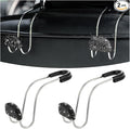 AUCELI Car Headrest Hook, 2 Pack Bling Backseat Organizer Hanger for Purse Clothes Grocery Bag, Rhinestones Auto Headrest Storage Holder, Universal Car Seat Accessories for Most Vehicle (Black)