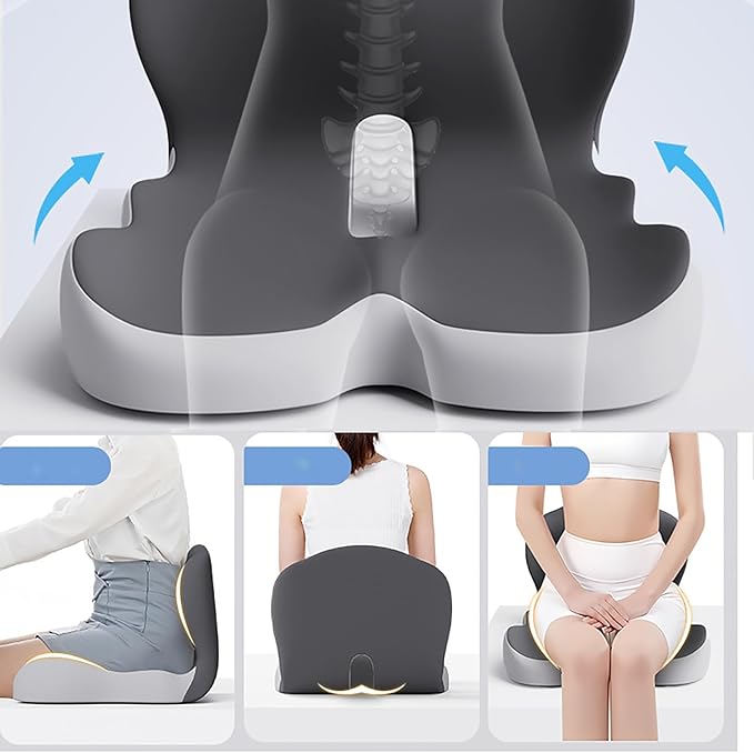 Back and Seat Cushion, Car Seat Cushion for Cars with Lumbar Support,Seat Cushion for Truck Driver, Ergonomic Memory Foam Non Slip Seat Skin with Back Support for Office Chair, Car Seat (A Type-1)