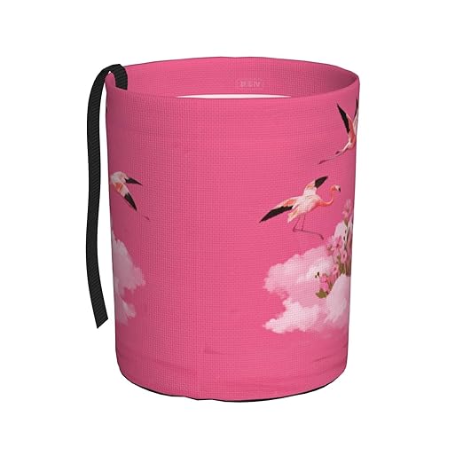 Aueimtia Pink Flamingo Car Trash Can – Collapsible & Waterproof Hanging Trash Bag, Pop-Up Garbage Bin for Cars, Trucks, Minivans, and Camping – Easy to Install & Clean