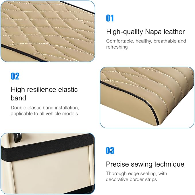 BESULEN Car Center Console Cover, Memory Foam Scratch & Wear Resistant Vehicle Armrest Storage Box Cushion Pad, Auto Interior Middle Console Protector, Universal for Sedan RV Pickup (Beige)