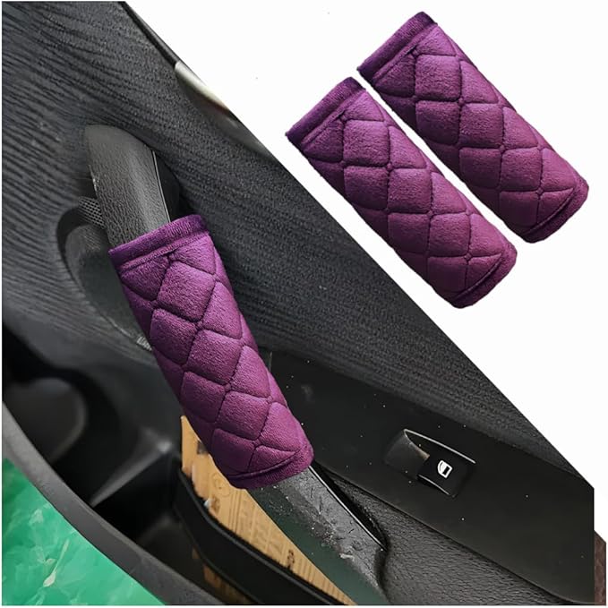 2PCS Car Grab Handle Cover, Soft Velvet Vehicle Door Pull Handle Protector, Anti-Scratch Automotive Interior Grip Gloves Decoration Accessories, Universal for SUV, Sedan, Truck (Purple)