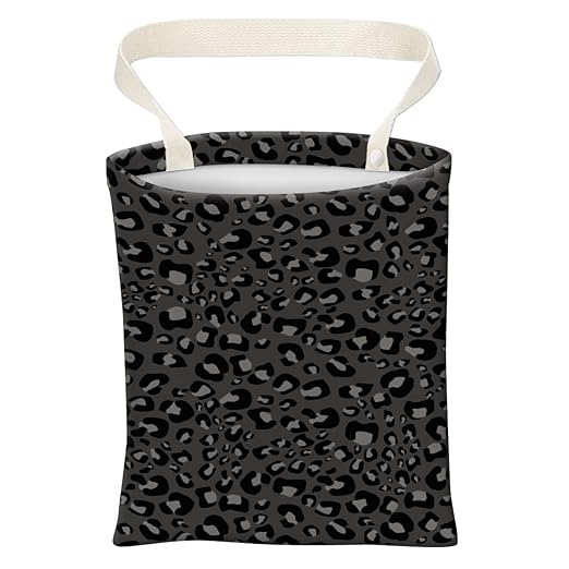 ABUIFDK Car Trash Can, Cute Car Trash Bag, Hanging Car Organizer and Storage Bag, Trash Bin for Car Accessories, Vehicle, Travelling, Camping Black Leopard Skin