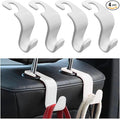 4PCS Car Seat Headrest Hook, Auto Back Seat Hanging Storage Organizer, Vehicle Seatback Hanger Holder for Purse Handbag Coat Umbrella, Universal Interior Car Accessories (White)
