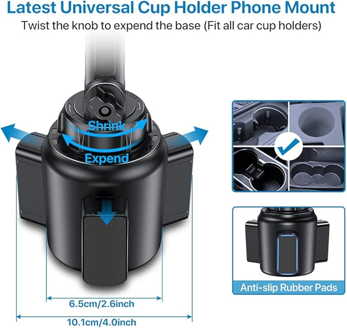 Miracase Cup Phone Holder for Car, [Upgraded Version] Adjustable Long Neck Car Cup Holder Phone Mount Cradle Friendly Compatible with iPhone Samsung Google and All Smartphones, Green
