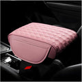 Car Armrest Cushion, 12.6"×8.7" Waterproof Leather Center Console Cover with Pocket, Auto Comfortable Memory Foam Middle Console Elbow Pillow Cushion Pad, Car Accessories (Pink)