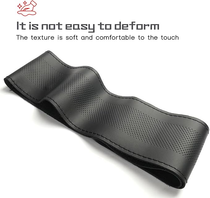 Comfortable Leather Steering Wheel Cover, Non Slip and Breathable, Suitable for 15 Inch Steering Wheel (Black) ﻿
