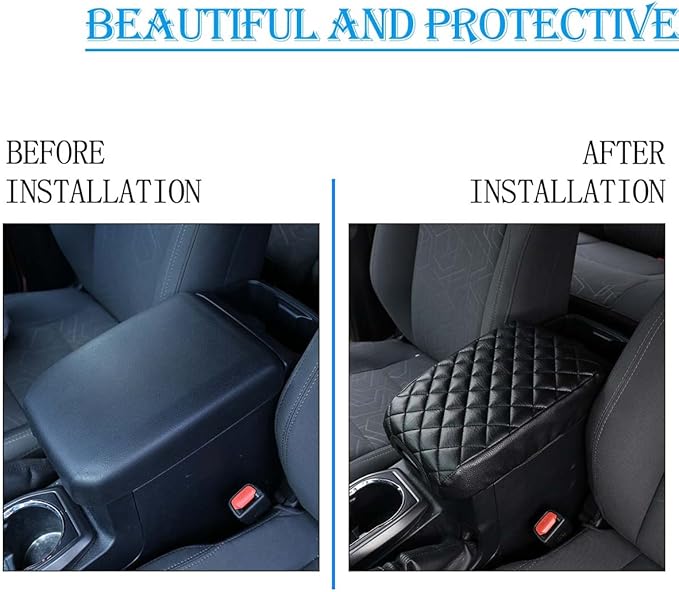 CHEAYAR Leather Car Auto Center Console Armrest Cushion for Toyota Tacoma Accessories 2016-2018 2019 2020 American Flag (Plaid-Leather)
