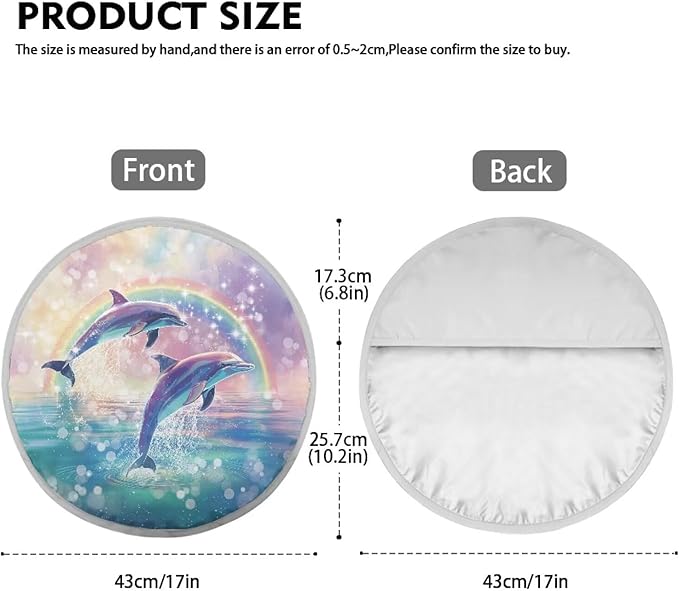 Rainbow Dolphin Sea Pattern Universal Car Steering Wheel Sun Shade Cover Fit Most SUV Truck Van Car Steering Wheel Sun Heat Shield Easy to Install Car Interior Accessories