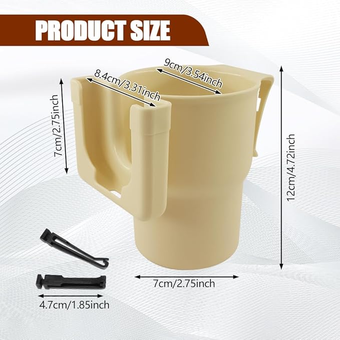 Car Cup Holder Expander, Cup Holder for Car, 2-in-1 Mobile Phone Drink Adapter, Auto Interior Accessories Multifunction Auto Seat Back and Armrest Box Storage Device for Most Vehicles (Beige)