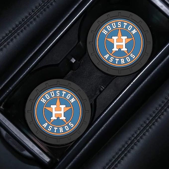 Silicone Astros Car Cup Holder Coasters,Baseball Fans Car Coasters for Huston Astros Fans, Non-Slip Universal Fit Cup Holder Insert