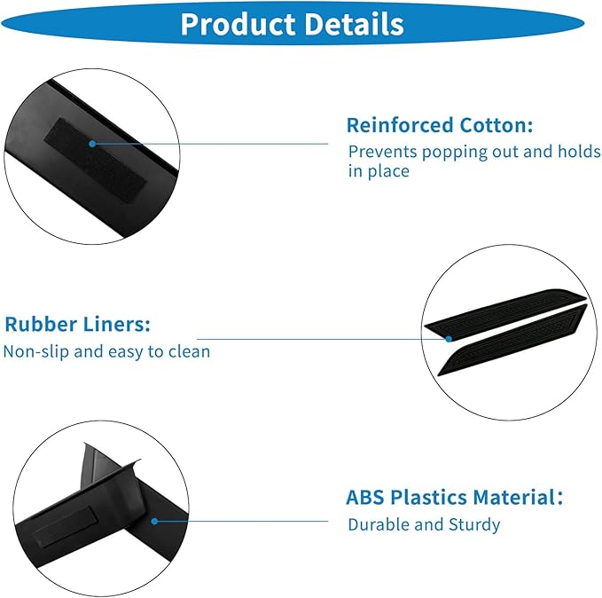 Xaido 2PCS Front Door Storage Box Compatible with Ford Bronco 2021-2025 Accessories, Front Door Grab Handle Storage tray, ABS Plastic, Black(Not for Sport Model)