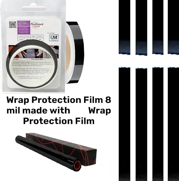 3M-Door Edge, Paint Protection Film, Car Door Handle Cup, Scotch Guard, PPF Precut, Universal Fit Cars, PPF, Door Protector, Upromax Clear Self-Healing Anti Scratch Guard (4 Doors Black)