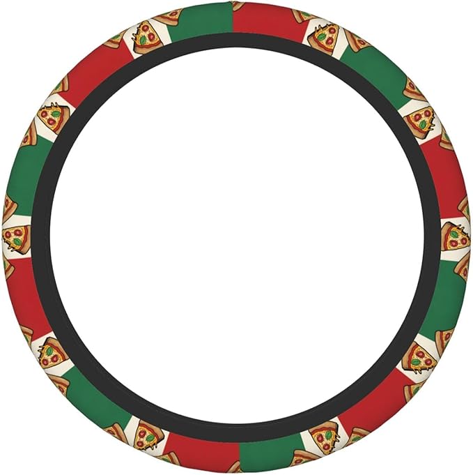 Neoprene Steering Wheel Cover Pizza Italy Flag Italian Car Steering Wheel Cover Universal Fit for Most Cars
