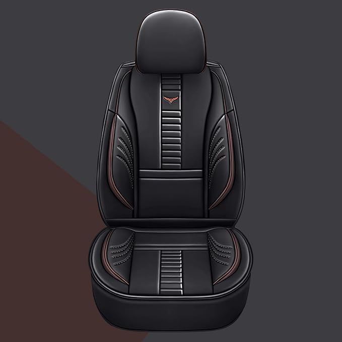 Pengchen Waterproof 5 Car Seat Covers for Honda Civic 2017-2025, Premium Faux Leather Automotive Front and Back Seat Protectors Compatible with Airbag Black & Coffee Line