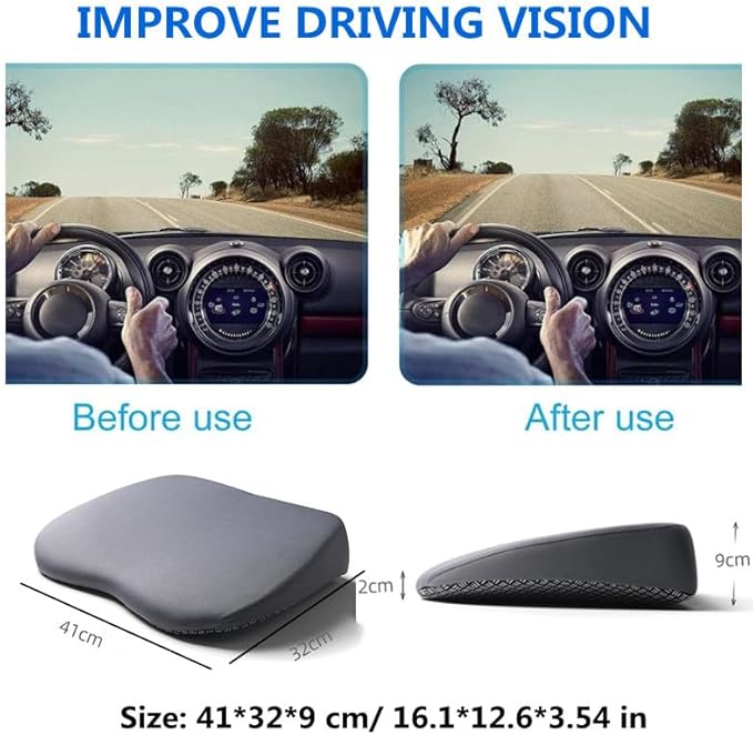 Car Seat Cushion for Driving,Car Booster Seat Cushion for Short Drivers,Portable Driver Seat Cushion to Raise Height 3.5 in,Office Chair Back Support Pillow for Lower Back Pain Relief