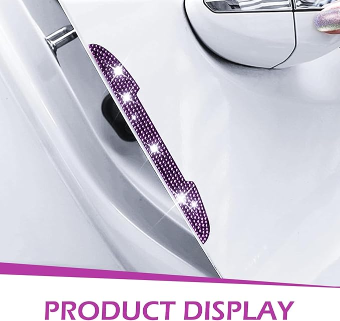 2PCS Bling Car Door Handle Scratch Protector, Car Rear View Mirror Anti-Scratch Sticker, Rhinestone Auto Exterior Accessories, Universal for SUV, Sedan, Truck(Pink)