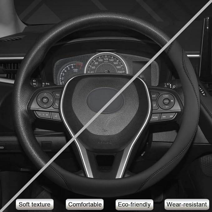 West Llama Customized Auto Car Steering Wheel Cover for Toyota Tacoma,4Runner,Tundra,Sequoia,15.5-16 inch (Black-Large Size)