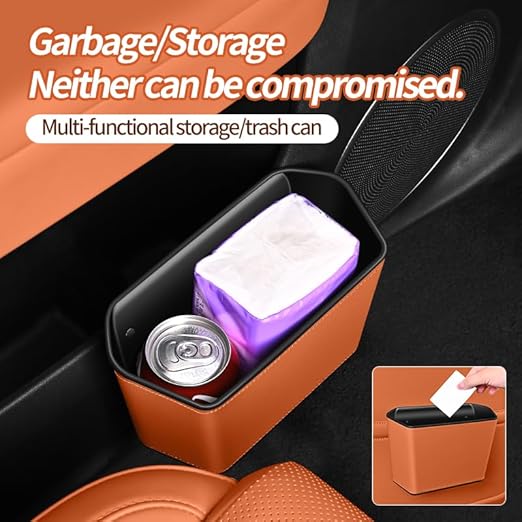 Car Trash Can Storage Pockets - 100% Leak-Proof Organizer,Car Seat Back and Door Hanging Storage,Two Levels Above and Below (beige1)