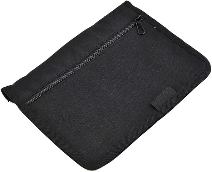 Car Glove Box Organizer Storage Folder for Documents and Manuals, 600D Oxford Cloth with Zippered Pocket and Elastic Loop, Black