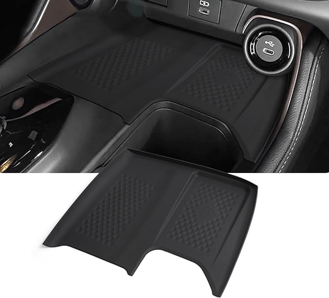 Wireless Charging Anti-Slip Mat for 2026 2025 2024 Toyota Grand Highlander Soft Silicone Anti-Scratch Car Center Console Phone Charger Protective Pad Liner Interior Accessories (Black)